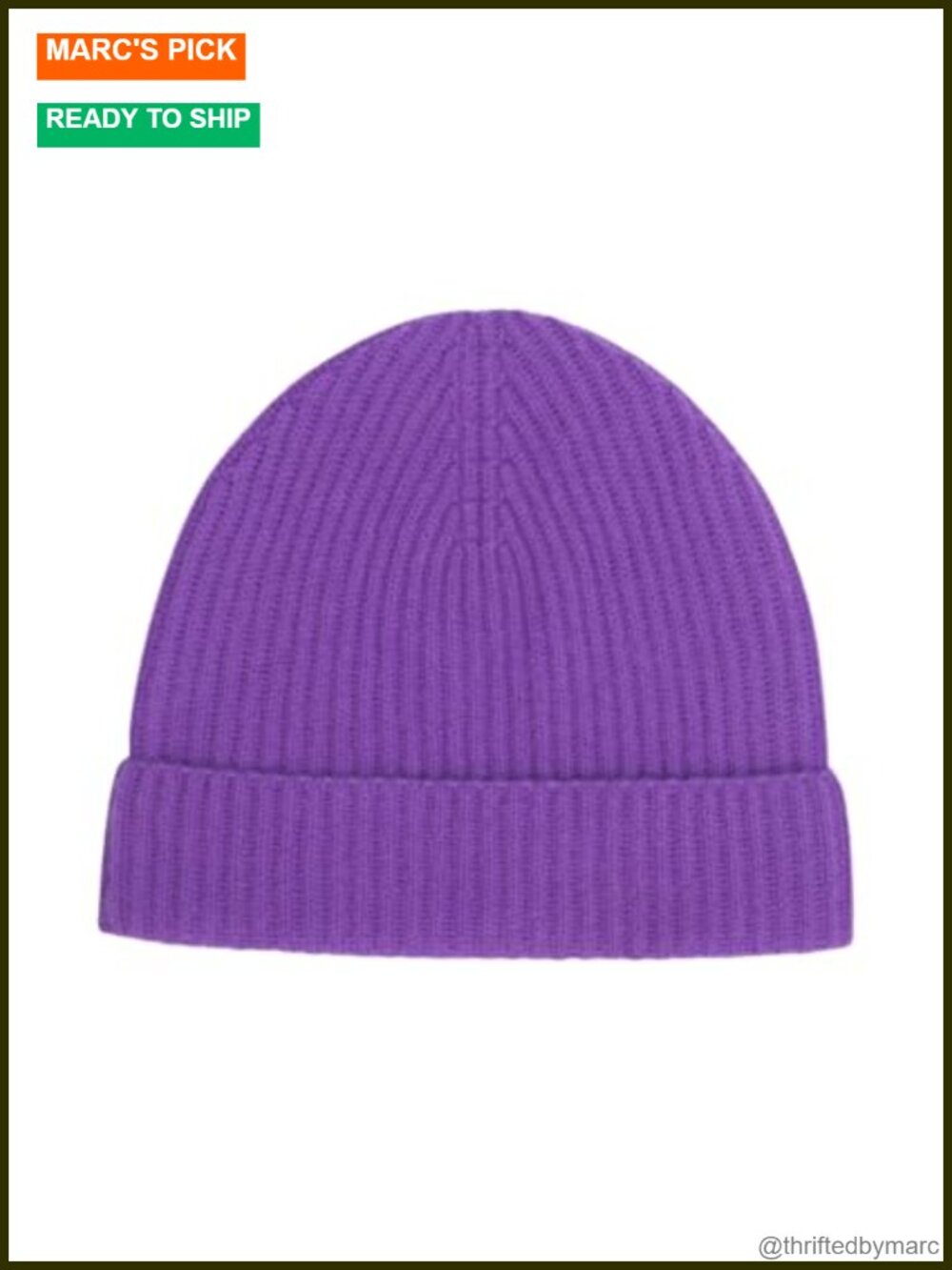 Unisex Adult Ribbed Cashmere Beanie Cuffed Winter Hat